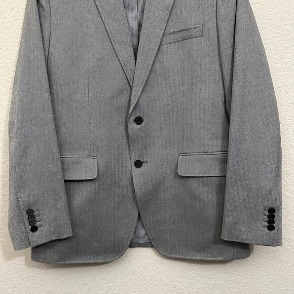 BANANA REPUBLIC Blazer Mens 40R Gray Herringbone Tailored Fit Preppy Business - Picture 4 of 12